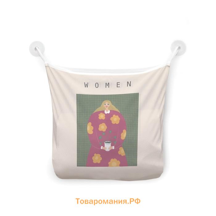 Органайзер в ванну на присосках «Девушка с цветком», для хранения игрушек и мелочей, размер 33х39 см