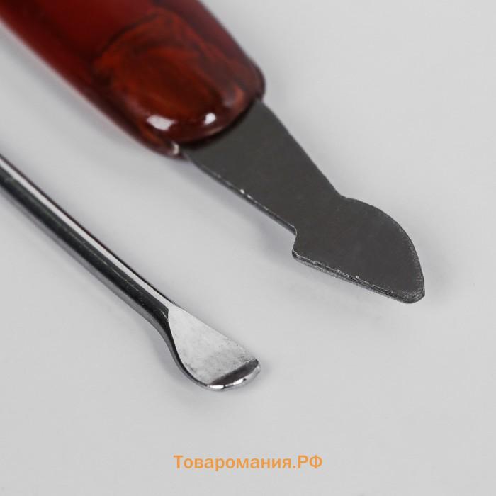 Набор маникюрный, 10 предметов, в футляре, коричневый