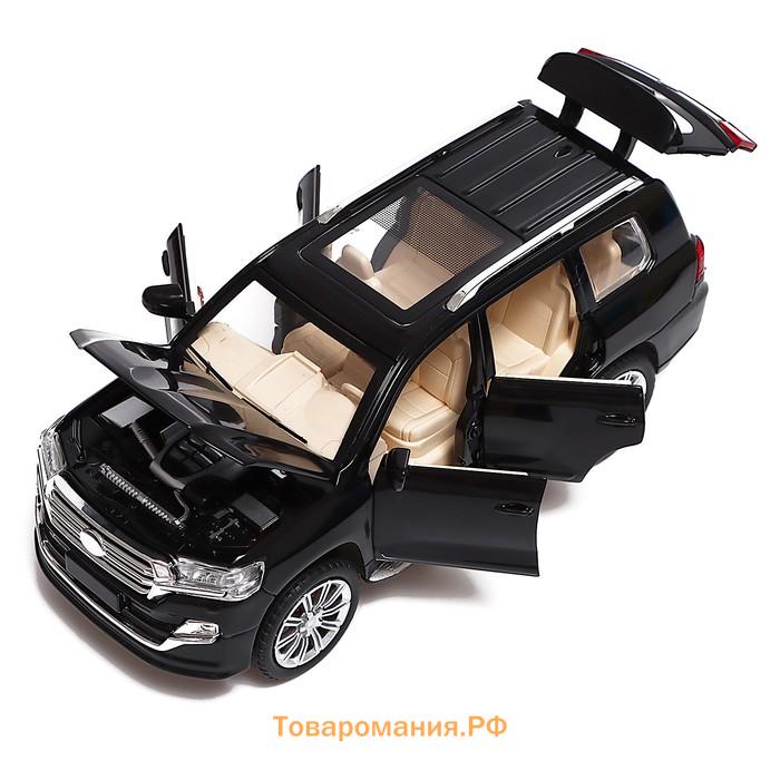 Машина металлическая Toyota Land Cruiser, масштаб 1:24, открываются двери, капот, багажник, цвет чёрный