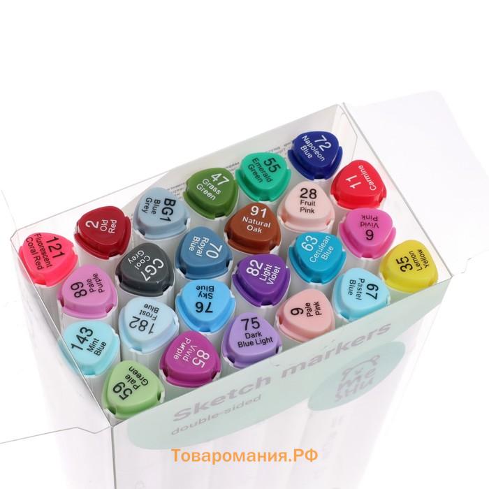 Маркеры для скетчинга двусторонние MESHU, 24 цвета (основные цвета)
