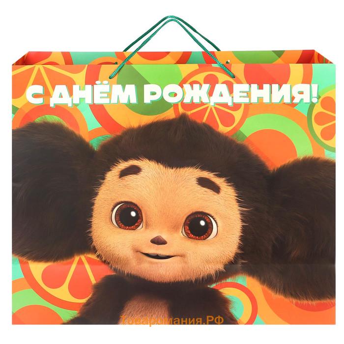 Пакет подарочный «С днём Рождения!», 49×40×19 см, упаковка, Чебурашка