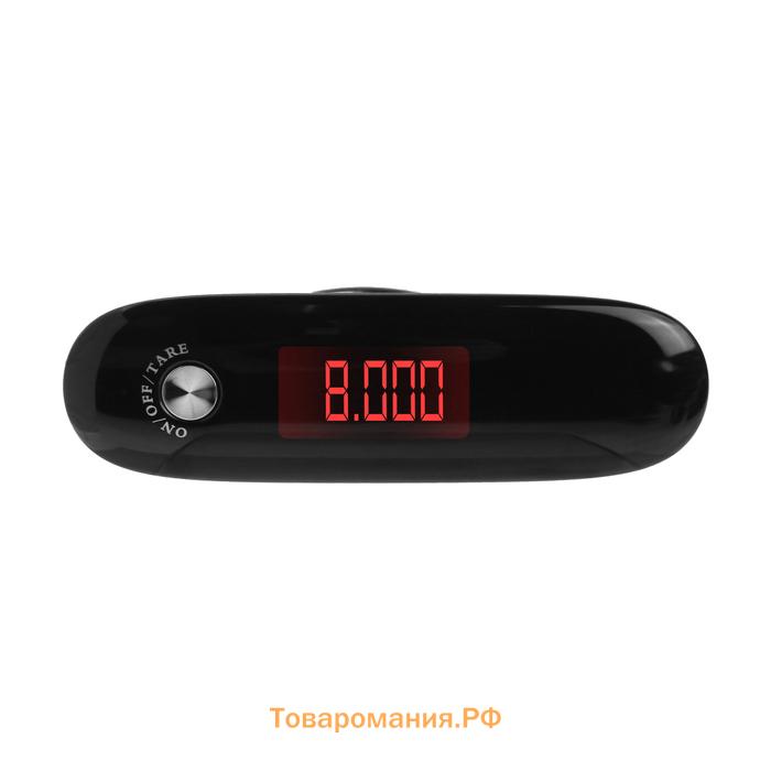 Весы-безмен LVU-09, электронный, до 50 кг, точность до 10 г, подсветка, крюк, чёрный