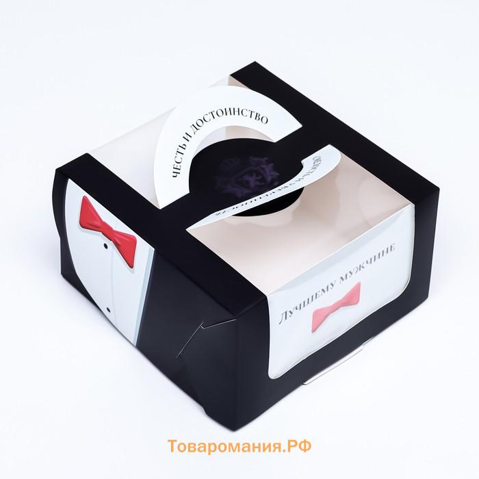 Коробка под бенто - торт с окном «Честь и достоинство», 14×14×8 см