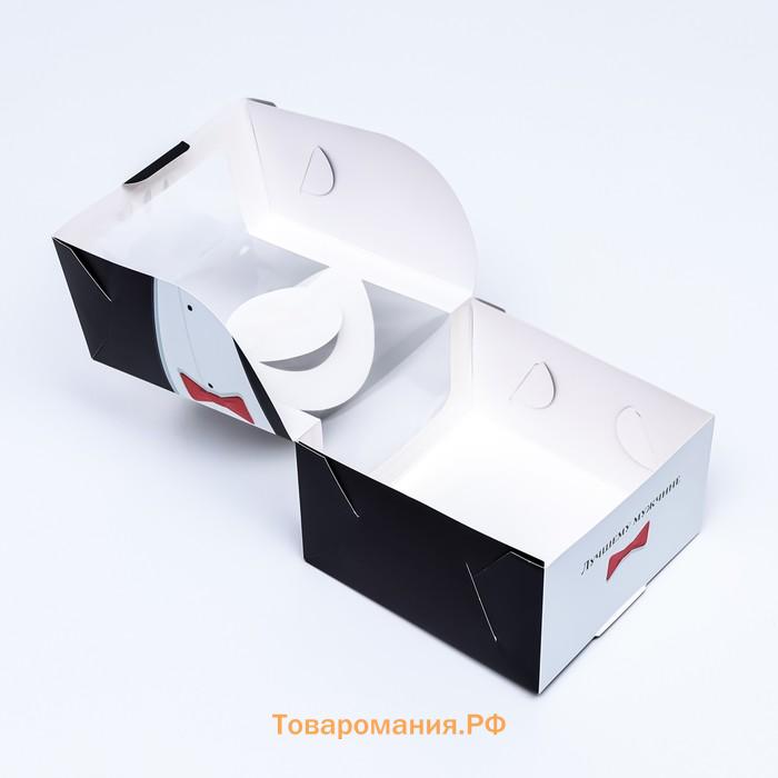 Коробка под бенто - торт с окном «Честь и достоинство», 14×14×8 см