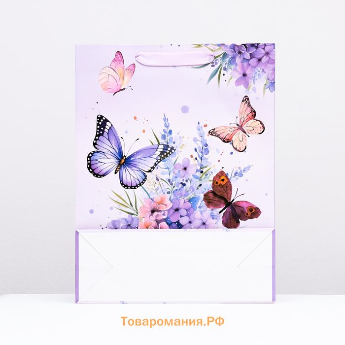 Пакет ламинированный «Пархающие бабочки», 31×40×11.5 см