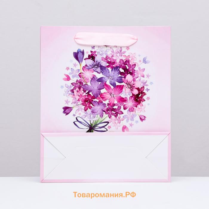 Пакет ламинированный вертикальный «Романтичный букет», 21×25×8 см