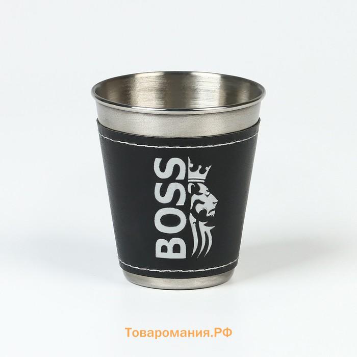 Стопки в чехле BOSS, 3 шт., 70 мл, нержавеющая сталь