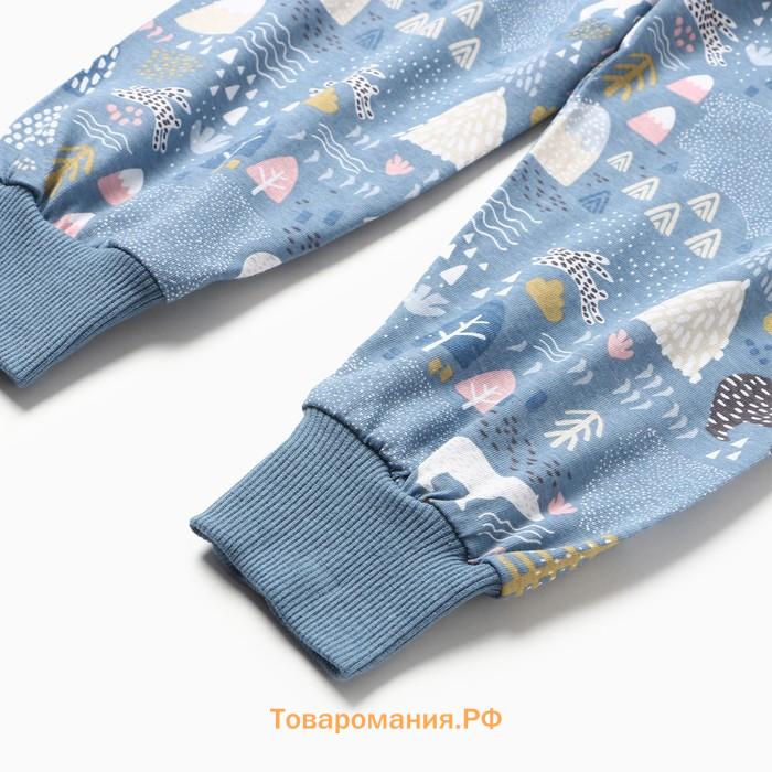 Пижама для мальчика, рост 128 см, серая/индиго