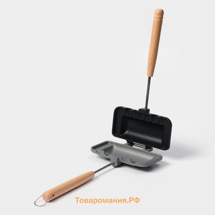 Сковорода двусторонняя для выпечки сэндвичей , 29.5×14.3×4 см, с антипригарным покрытием