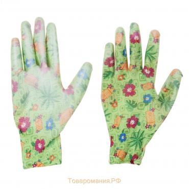 Перчатки садовые, нейлоновые, с нитриловым полуобливом, размер 10, цвет МИКС, Greengo