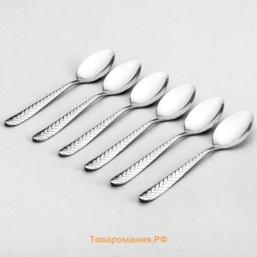 Набор ложек чайных  «Колосок», длина 15 см, 6 шт., нержавеющая сталь, серебристый