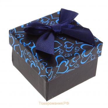 Коробочка подарочная под кольцо "Блестящие сердца", 5 x 5 (размер полезной части 4,4 х 4,4 см), цвет синий