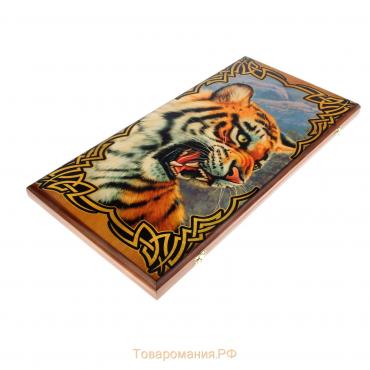 Нарды деревянные с шашками "Тигр", настольная игра, 40 х 40 см