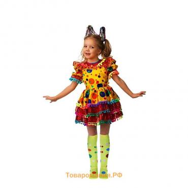 Карнавальный костюм «Хлопушка», сатин, платье, ободок, размер 30, рост 116 см