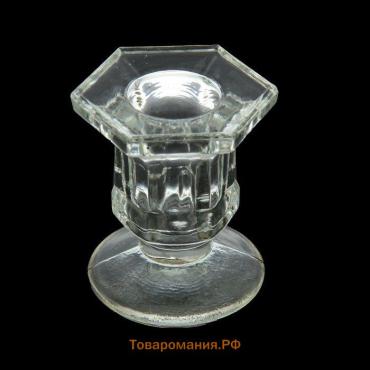 Стеклянный подсвечник на 1 свечу «Юнона», прозрачный, 6×5×4.5 см