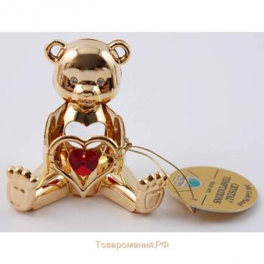 Сувенир «Мишка с сердцем», 5×4×5 см, с кристаллами