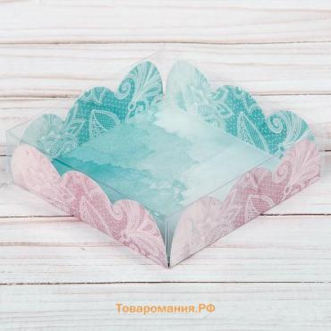 Коробка для печенья, кондитерская упаковка с пластиковой крышкой, «Твой день», 10.5 х 10.5 х 3 см