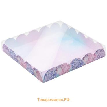 Коробка для печенья, кондитерская упаковка с пластиковой крышкой, «Нежность», 18 х 18 х 3 см