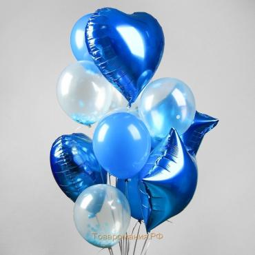 Букет из шаров «Романтика», фольга, латекс, синий, набор из 14 шт.