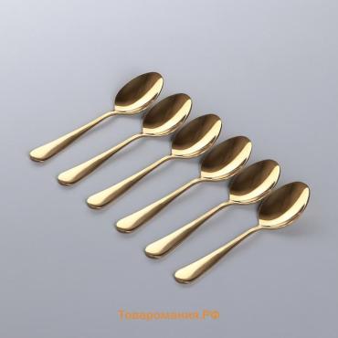Ложки чайные  «Голд», длина 14 см, 6 шт., нержавеющая сталь, золотистый