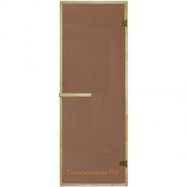 Дверь для бани и сауны «Бронза матовая», размер коробки 190 × 70 см, 2 петли, 6 мм