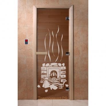 Дверь для бани стеклянная «Банька», размер коробки 190 × 70 см, 8 мм, бронза, левая
