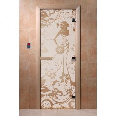 Дверь «Девушка в цветах», размер коробки 190 × 70 см, левая, цвет прозрачный