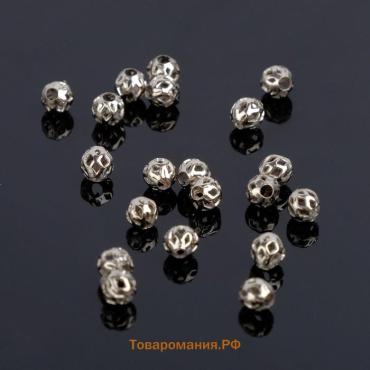 Кримп - зажимная бусина, СМ-393 (набор 20 шт.), 4 мм, цвет серебро