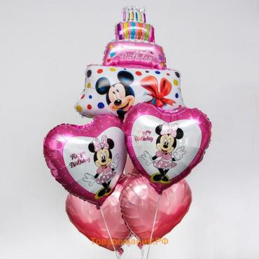 Набор фольгированных шаров "С Днем рождения", Минни Маус