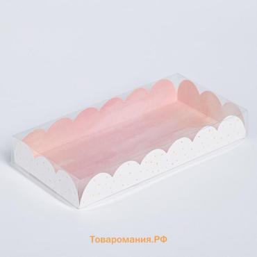 Коробка для печенья, кондитерская упаковка с пластиковой крышкой, «Цвети от счастья», 21 х 10.5 х 3 см