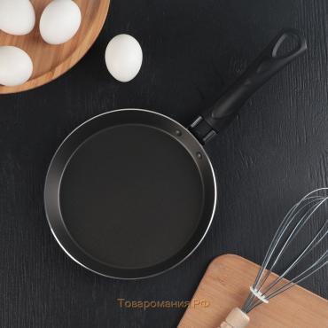 Сковорода блинная «Хит», d=18 см, пластиковая ручка, антипригарное покрытие, цвет чёрный