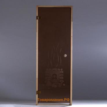 Дверь для бани «Банька», размер коробки 190 × 70 см, левая, 6 мм, круглая ручка
