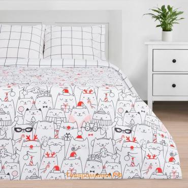 Постельное белье новогоднее  Дуэт Xmas cat 143*215 см - 2 штуки, 240*220 см, 70*70 см - 2 штуки