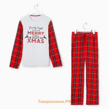 Пижама мужские KAFTAN "X-mas", цвет белый/красный, размер 56