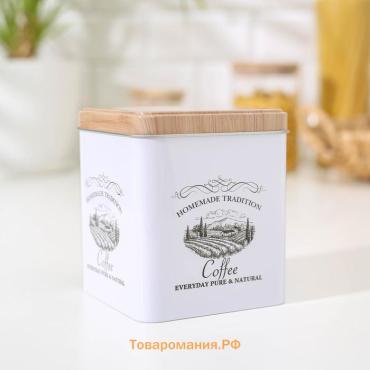 Банка для кофе «Дом и поле», 1.2 л, 12×10 см, белая