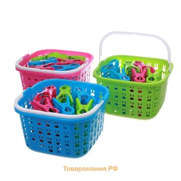 Прищепки для белья в корзинке , 7.5 см, 36 шт., МИКС