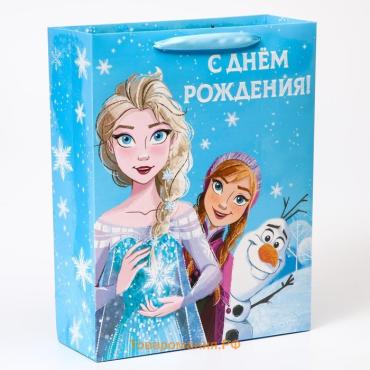 Пакет подарочный «С днём рождения», 31×40×11 см, упаковка, Холодное сердце