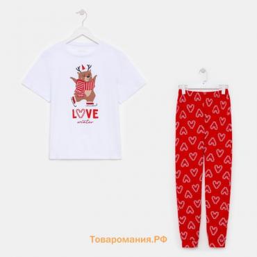 Пижама новогодняя женская (футболка и брюки) KAFTAN "Love" размер 52-54