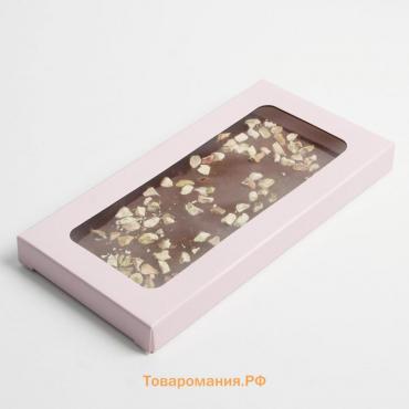 Коробка для шоколада, кондитерская упаковка, «Розовая», с окном, 17.3 х 8.8 х 1.5 см