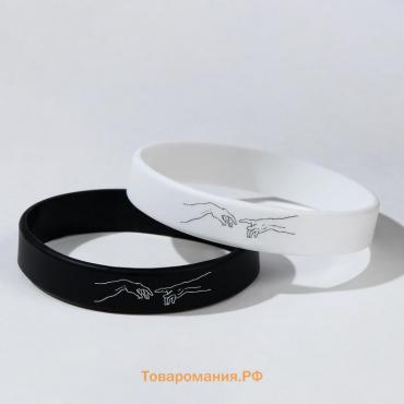 Силиконовые браслеты «Неразлучники» создание, цвет чёрно-белый, 18,20 см