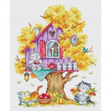Набор счётным крестом «Кошкин дом. Осень», 20×25 см