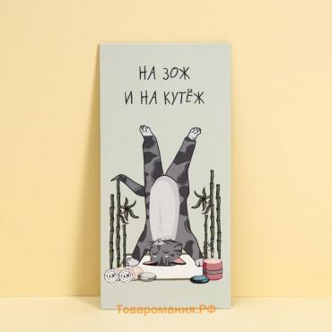 Конверт для денег «На ЗОЖ и кутеж», кот, 16,5 × 8 см