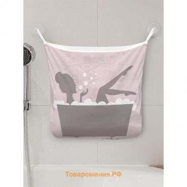 Органайзер в ванну на присосках «Дама в ванной», для хранения игрушек и мелочей, размер 33х39 см