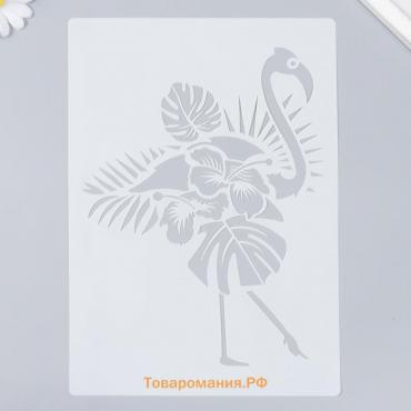 Трафарет пластик "Фламинго и пальмовые листья" 29,7х21 см