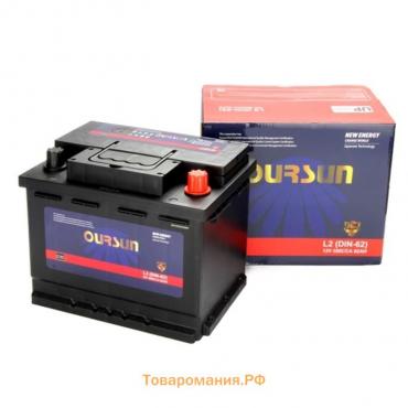 Аккумулятор OURSUN DIN L2R, 62 Ah, 550 A, 241x175x189, прямая полярность