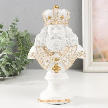 Бюст фигурка полистоун «Король», белый с золотом, 9×14×22.5 см