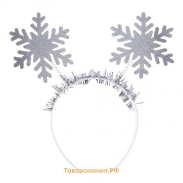Карнавальный ободок «Снежинка», цвет серебро