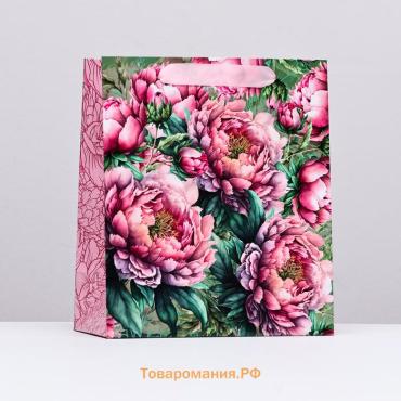 Пакет ламинированный вертикальный «Нежность пиона», 23×27×11.5 см