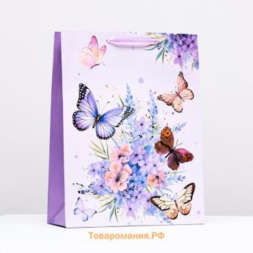 Пакет ламинированный «Пархающие бабочки», 31×40×11.5 см