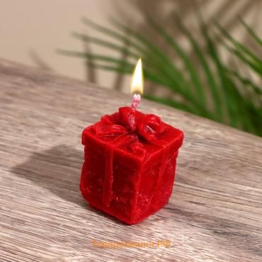 Свеча новогодняя «Коробочка с бантиком», 3.5×3.5×4 см, соевый воск